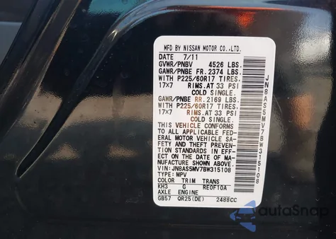 2011 Nissan Rogue Sv z USA, uszkodzony, nr VIN JN8AS5MV7BW315108